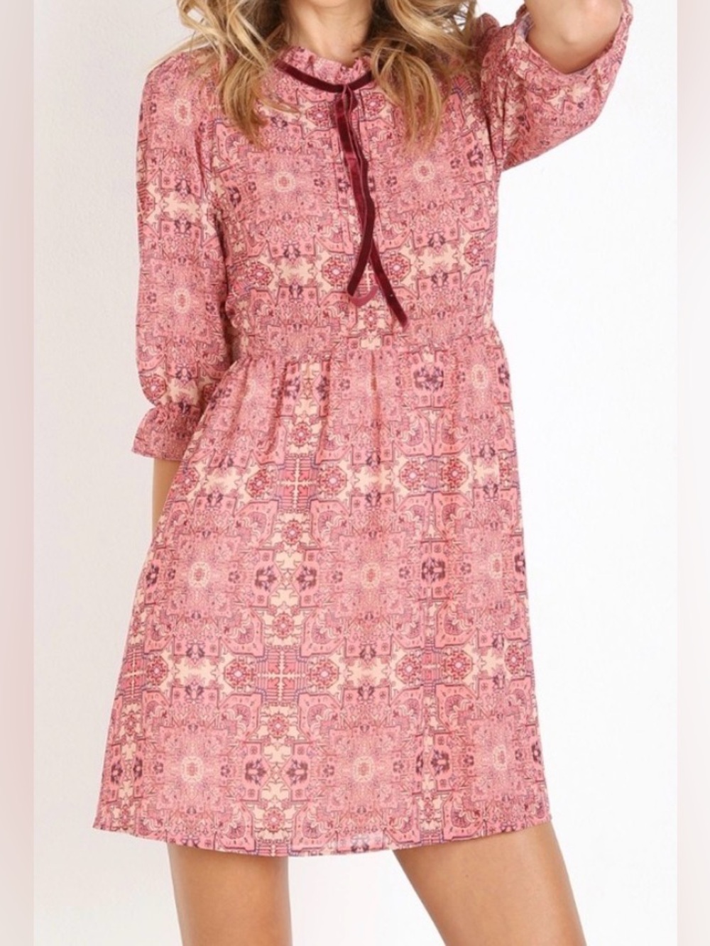 For Love & Lemons Geneva Mini Dress - Women's Pink Printed Dress - Size L